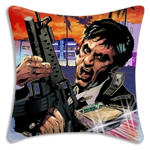 Hot Classic Movie Scarfaces Pillow Covers Cartoon Sofa Decorative Home Double-sided Printing Short Plush Cute Cushion Cover