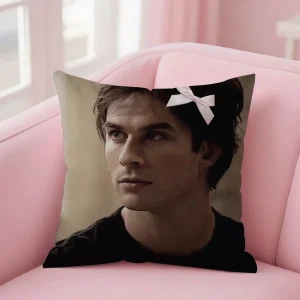 Damon Salvatore The Vampire Diaries Pillow Case Square Double-Sided Printing Short Plush Sofa Cushion Cover Bedroom