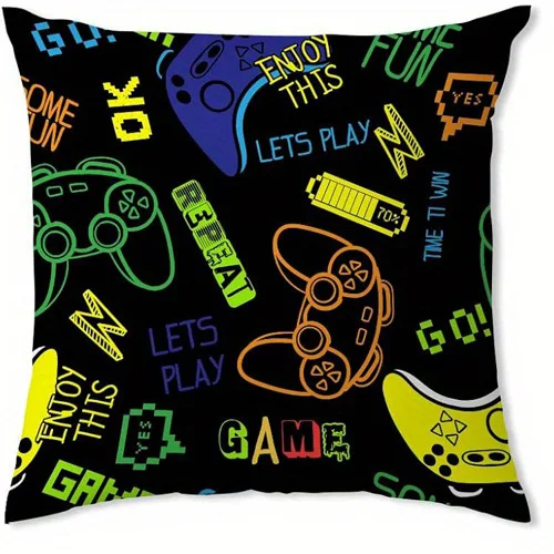 Home Decor Colorful Game Controllers Fun Gaming Throw Pillow Pattern Cushion Cover Suitable for Sofa Bedroom Car Pillow Cover - الصورة 2