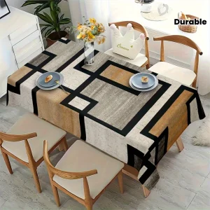 VIKAMA Minimalist Geometric Print Tablecloth Oil-Resistant and Easy to Clean Kitchen Dining Table Restaurant Home Decor