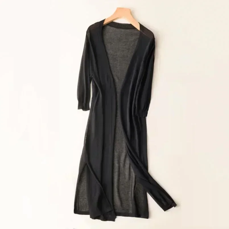 New Spring Summer Sun Protection Clothing Women Long Cardigan Female Knitted Sweater Women Coat Jacket Ladies Shawl Outerwear - Image 11