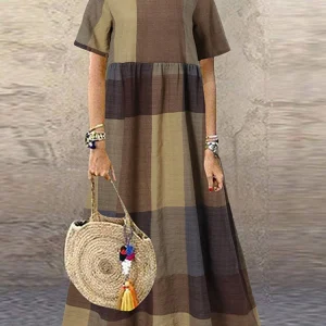 Vintage Printed Maxi Dress Women's Summer Sundress ZANZEA 2025 Casual Short Sleeve Holiday Floral Vestidos Female O Neck Robe