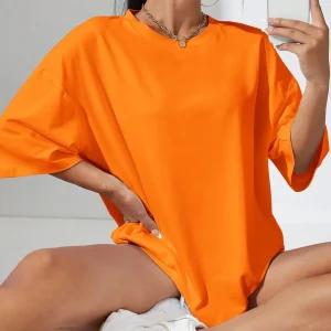 100% Cotton Solid Color Summer Womens T Shirt Street Hip Hop T-Shirts Loose Casual Short Sleeve Comfortable Fashion Tee Tops