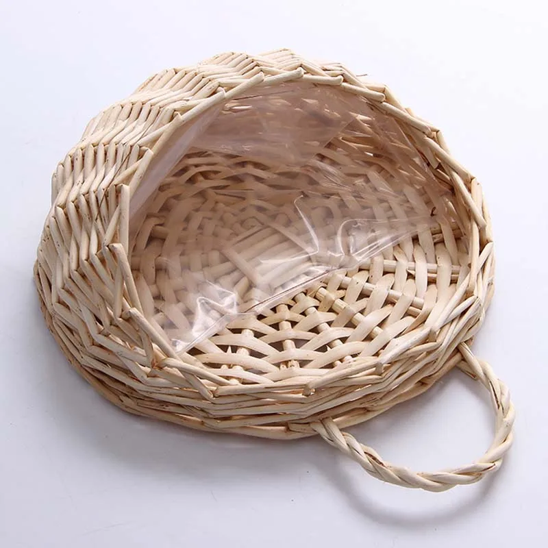 Hand Made Wicker Rattan Flower Planter Wall Hanging Wicker Rattam Basket Garden Vine Pot Plants Holder Garden Pots Wall Planter - الصورة 3