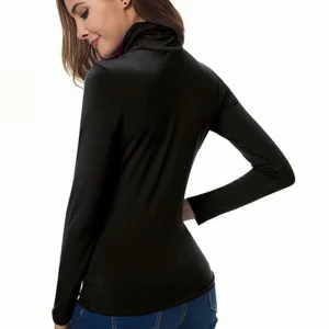 Womens Turtleneck T-Shirt Set  Soft Knit Casual Long Sleeve Tops for Spring & Fall  Stylish Basic Closet Essentials