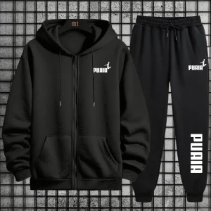 New in Women Tracksuit Trend Printing Hooded Sweatshirts Pants 2Pcs Set Casual Zipper Overcoat Suit Daily Clothing Autumn Winter