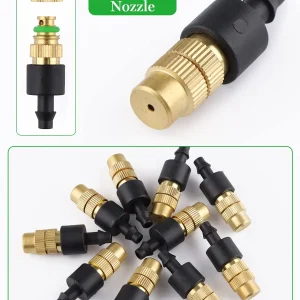 10pcs 4/7PVC Outdoor Misting Cooling System Garden Irrigation Watering 1/4'' Brass Atomizer Adjustable Garden Micro Sprinklers