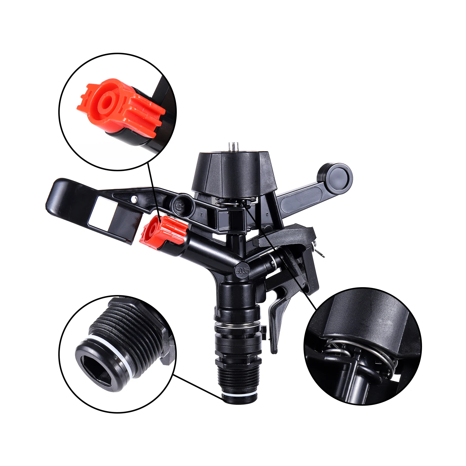 1Pc Rotating Rocker Sprinkler Adjustable 3/4"Male Thread Lawn Flowerbed Watering Sprayer Garden Farm Agriculture Irrigation Tool - Image 4