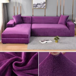 Velvet Sofa Cover Thick Elastic 1/2/3/4 Seater Sofa Cover for Living Room Velvet Plush L Shaped Corner Sofa Cover