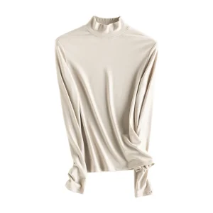 SuyaDream, Women Bottoming T Shirt, 28%Wool 37%Cotton, Long Sleeves, Solid Basic Thermal Shirt, 2025 Autumn Winter Top
