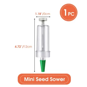 Mini Sowing Seed Dispenser Manual Sower Seed Spreader Handheld Seed Planter Tool 5 Different Settings Hand Seeder with 2 Transpl