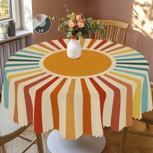 1 Piece of Bohemian Theme Tablecloth, Moroccan Retro Country Farmhouse Style, Colorful Sun Pattern Design, Suitable for Camping Picnic, Holiday Party, Garden Birthday Party Decoration, Kitchen Accessories, Restaurant Terrace, Indoor and Outdoor Tablecloth, Perfect Gift for Friends, Multiple Sizes Av