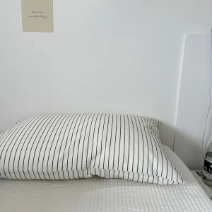 Cotton Pillowcase Stripe Single Pillow Solid Color Stripe Ins Cotton Washed Cotton Pillowcase Household