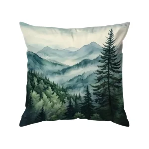 Home Decor Misty Forest And Mountain Pattern Pillowcase Pattern Cushion Cover Suitable For Sofa Bedroom Car Pillow Cover
