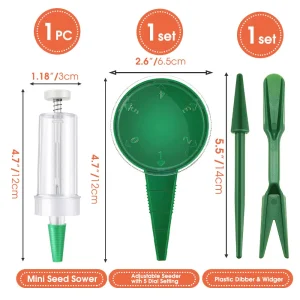 Mini Sowing Seed Dispenser Manual Sower Seed Spreader Handheld Seed Planter Tool 5 Different Settings Hand Seeder with 2 Transpl