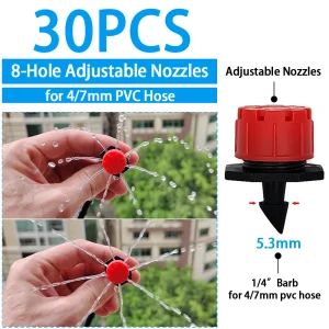 WUJIE Greenhouse Watering Sprinkler Dripper Drip Irrigation Garden Adjustable Mist Emitters Stake Micro Spray Rotating Nozzle