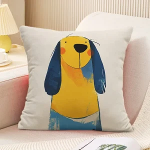 Cute Puppy Pattern Decorative Pillowcase Living Room Bedroom Square Cushion Pillowcase