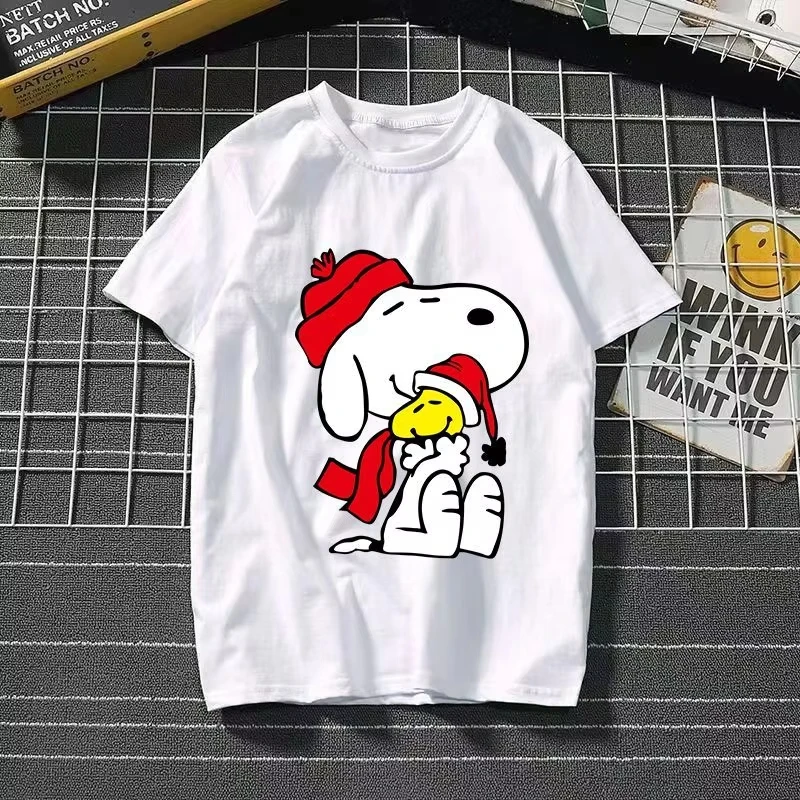 2025 New Snoopy Printing Cotton T-shirt Animation Cartoon Men and Women with The Same Loose Pure Cotton Cute Pure Cotton Top - Image 9