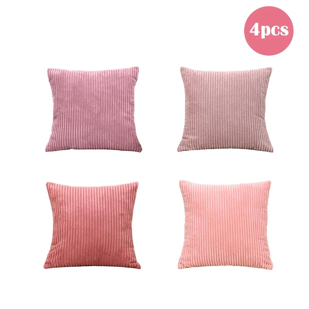 BUYNOW 1PC 4PCs/set Pink Corduroy Decor Couch Throw Pillow Covers Striped Cushion Cases Soft Boho Square Pillow Covers Home Sofa - Image 8