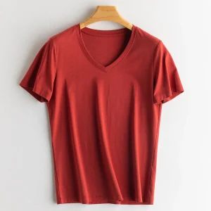 SuyaDream Women Solid T shirts, Silk Cotton Blend, O Neck, Short Sleeved Solid Tee,2025 Summer Candy Colors Basic Cozy Top Green