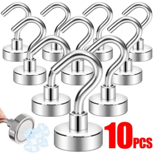 20/1PCS Metal Strong Magnetic Hook Wall-mounted Heavy-duty Magnetic Hook Key Hanger Home Kitchen Bathroom Accessories Magnet