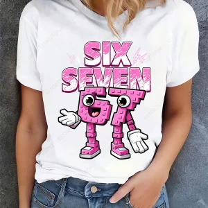 Funny 67 Brainrot Women T Shirts for Laddy Six Seven Brain Rot T-Shirt Party Tshirt for Girls T shirt for Woman Tops Tees