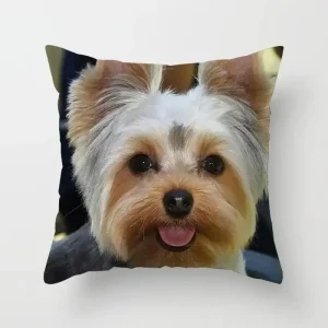 Cute Dog Print Pillowcase Bedroom Sofa Waist Cushion Cover Yorkshire Bichon Yorkshire Decoration Car Decorative Cushion