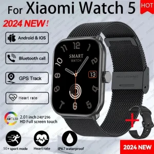 2026 New Global Version Watch 5 Men Women HD AMOLED Screen Heart Rate Bluetooth Call GPS Track Waterproof Sports Smart Watch
