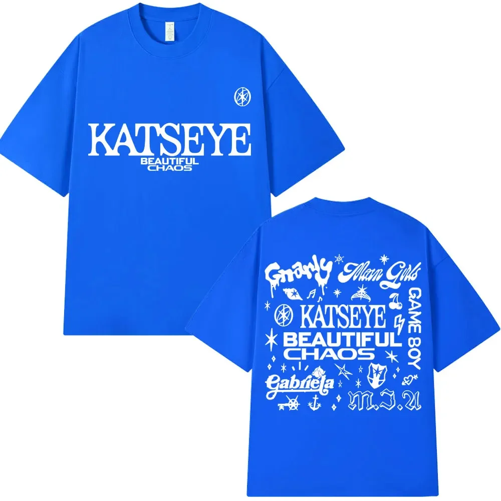 Korean Katseye Beautiful Chaos Tour T Shirt Kpop Vintage Harajuku Fashion Y2K Men Women T-shirt Cotton Loose T Shirts Fans Gifts - الصورة 9