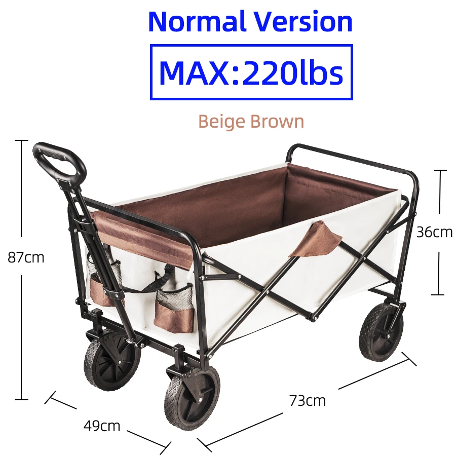 Large Weight Capacity Heavy Duty Wagon Cart Folding Wagon for Outdoor Garden Beach wagon Camping Equipment with Cup Holders - الصورة 7