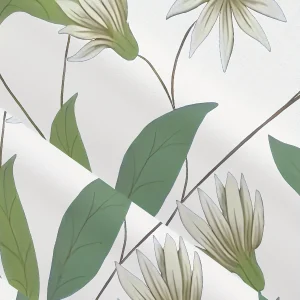 Women's Tee - Green Leaf & Floral Pattern Graphic, Minimalist Nature Botanical Design for Casual Daily Wear