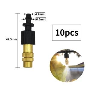 10pcs 4/7PVC Outdoor Misting Cooling System Garden Irrigation Watering 1/4'' Brass Atomizer Adjustable Garden Micro Sprinklers
