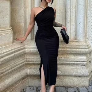 Summer Women' Maxi Dresses Sexy Split Fashion Sleeveless Backless Slim Dress Female Casual Streetwear Club Elegant Party Dresses