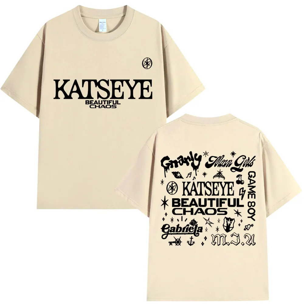 Korean Katseye Beautiful Chaos Tour T Shirt Kpop Vintage Harajuku Fashion Y2K Men Women T-shirt Cotton Loose T Shirts Fans Gifts - الصورة 15