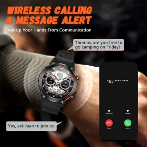 LAXASFIT Bluetooth Call Smart Watch Men Full Touch Screen Health Monitor Clock With Flashlight Men SmartWatch For IOS Android