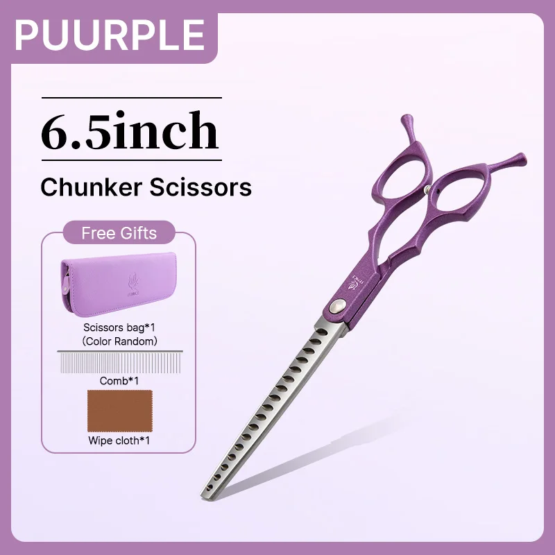 Fenice 6.5 Inch Colorful Straight Curved Thinning Chunker Shears Beginner Friendly Scissors Kit for Practice &Home Groomer Us - الصورة 17