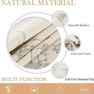 Print Cotton Linen Tablecloth Rustic Garden Natural Botanical Decorative Table Cover for Kitchen Dining Spring Summer Picnic