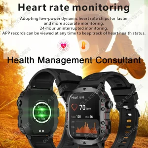 2025 Rugged Military Smart Watch Men's Outdoor Watch 2.01" HD Touch Screen Voice Bluetooth Call Sports Waterproof Smartwatch New