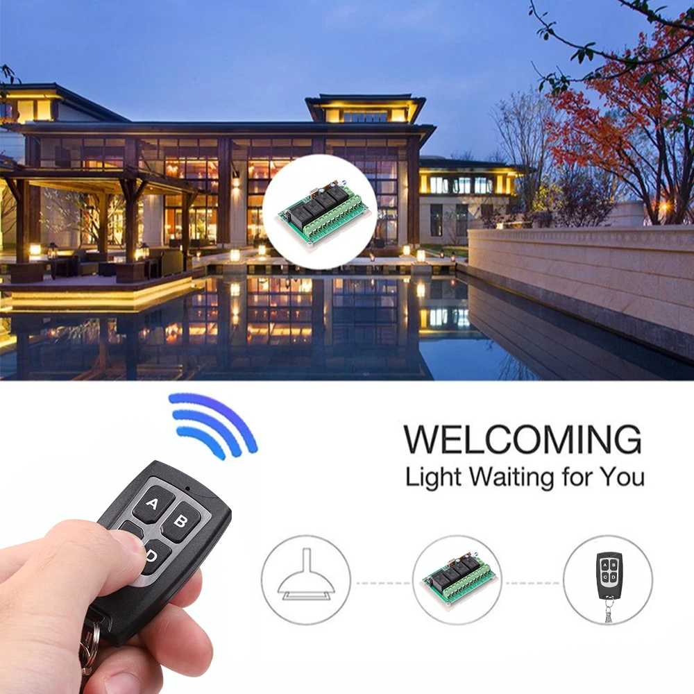 Universal Wireless Remote Control Switch DC 12V 4CH Relay Receiver Module With 4 Channel RF 433 Mhz Transmitter Electronic Lock - الصورة 2