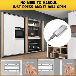 5 Pcs Sliding Door Hardware Kit, Space-Saving Hidden Track&Foldable System with Magnetic Closure for Cabinet, Wardrobe&TV Stand