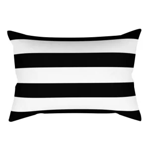 Black and White Striped Geometric Rectangle Pillow Cover Cushion Home Decor Bedroom Living Room Fashion Design