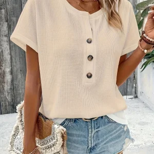 Europe and America large solid color short sleeve T-shirt women summer new loose V-neck casual all-matching three-point sleeve b