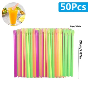 50-2000Pcs Beverage Spoon Straws Color Milkshake Smoothie Spoon Drinking Straw for Party Bar Birthday Supplies Wholesale