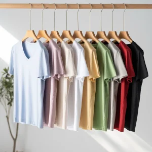 SuyaDream Women Solid T shirts, Silk Cotton Blend, O Neck, Short Sleeved Solid Tee,2025 Summer Candy Colors Basic Cozy Top Green