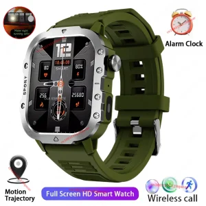 2026 Rugged Military Smart Watch Men's Watch 2.01Inch HD Touch Screen Voice Bluetooth Call LED Flashlight Outdoor Smartwatch Man