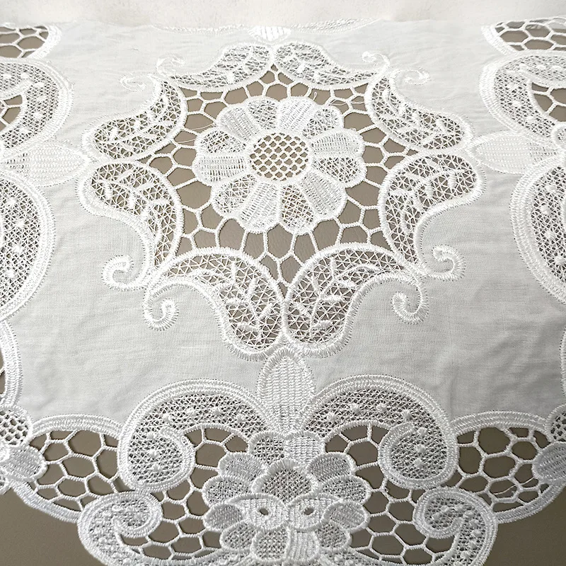 Beautiful Floral Table Cloth White Lace Embroidery Flower 30/40cm Square Table Mat Home Decoration - Image 5