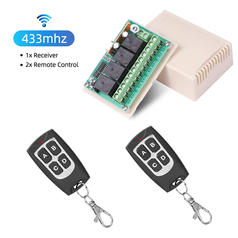 Universal Wireless Remote Control Switch DC 12V 4CH Relay Receiver Module With 4 Channel RF 433 Mhz Transmitter Electronic Lock - الصورة 7
