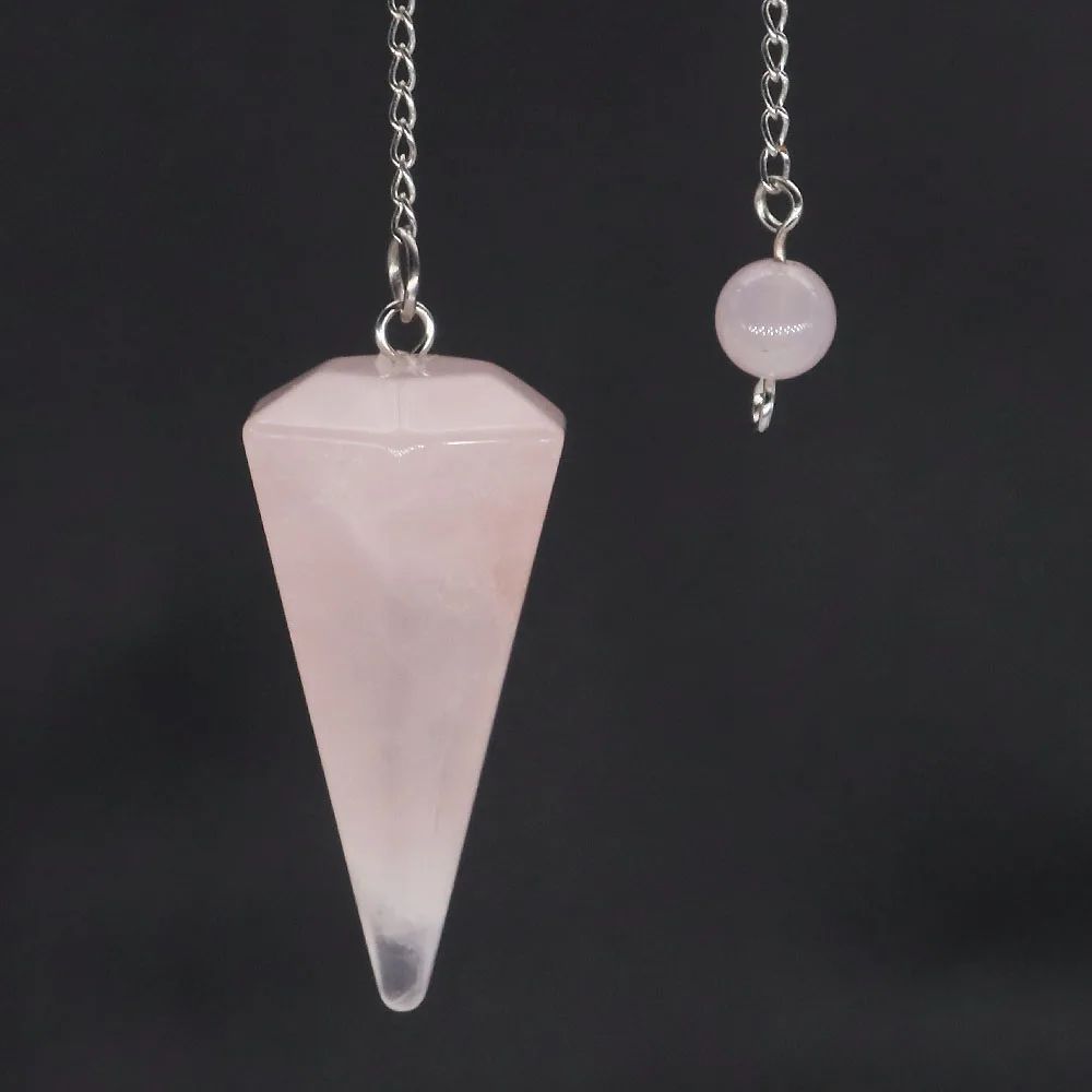 Natural Crystal Pendulums for Divination Dowsing Amethyst Pink Quartz Pendulum Reiki Healing Gem Stone Pendant Pendulos - الصورة 31