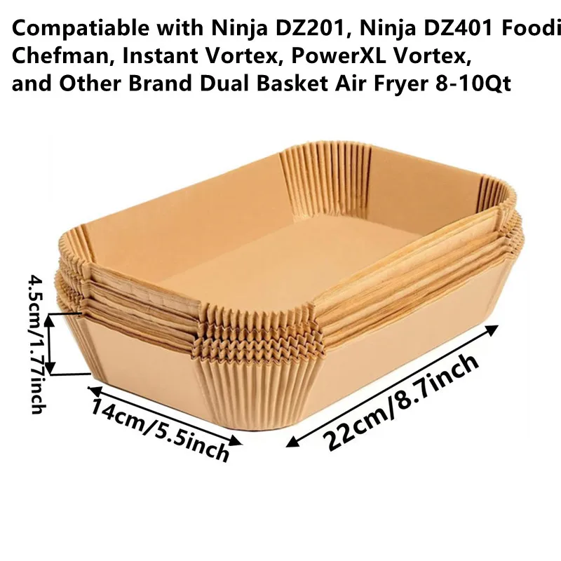 50-200pcs Rectangle Disposable Air Fryer Paper Non-Stick Airfryer Baking Paper Liner Oilproof Oven Pad Mat for Ninja for Philips - الصورة 10