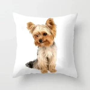Cute Dog Print Pillowcase Bedroom Sofa Waist Cushion Cover Yorkshire Bichon Yorkshire Decoration Car Decorative Cushion